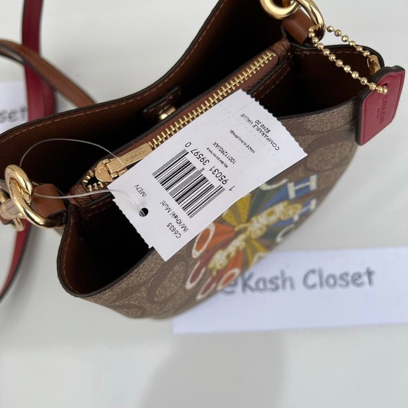 COACH Bucket Bag Mini Town In Signature Canvas Rainbow - Picture 7 of 9